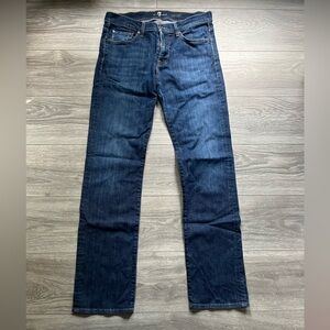 7 For All Mankind Dark Blue Straight Leg Jeans, 33 x 32